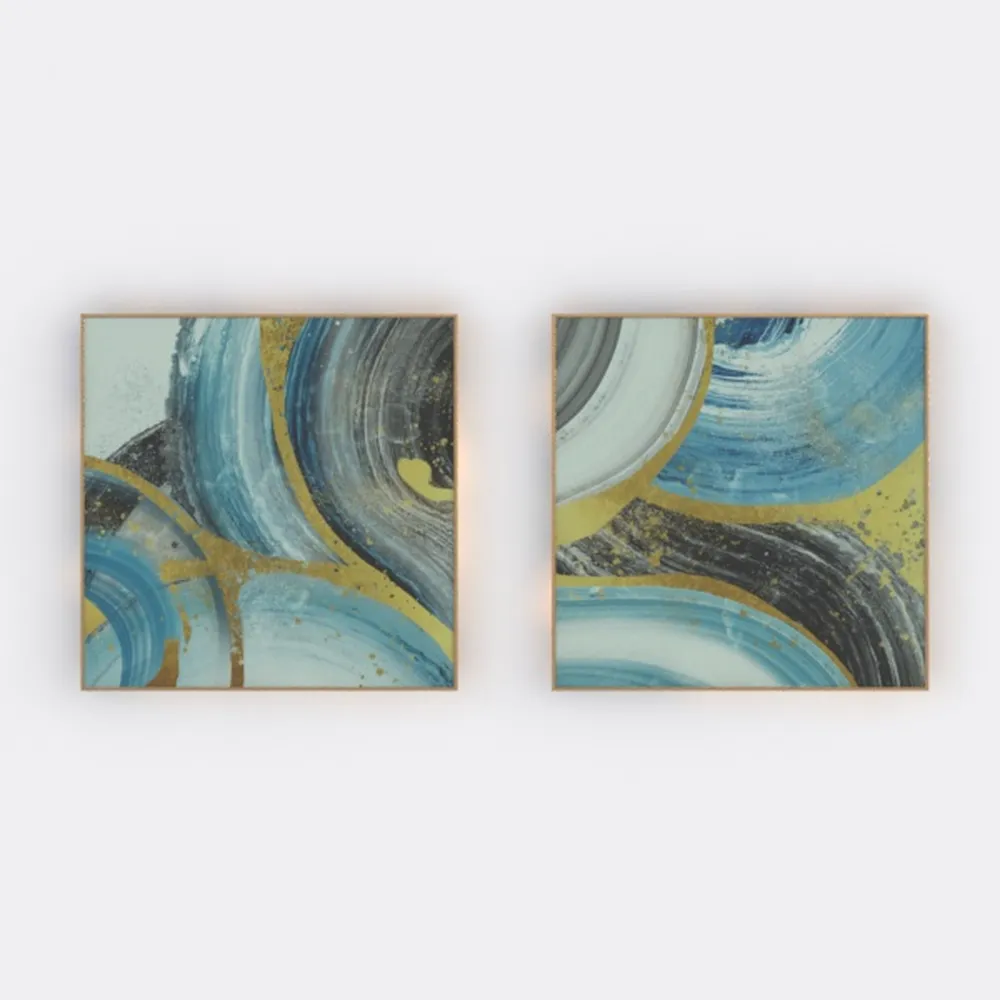 YJYart Green Flowers Canvas Wall Art Modern