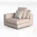 Minimalist Fabric Linen Left Arm Sectional Sofa Chair 3D Model Left 45 Degree View