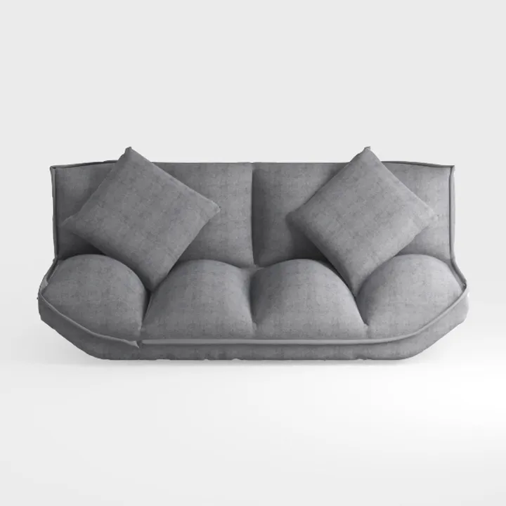 Minimalist Fabric 3 Seat Sofa With Throw Pillows 3D Model