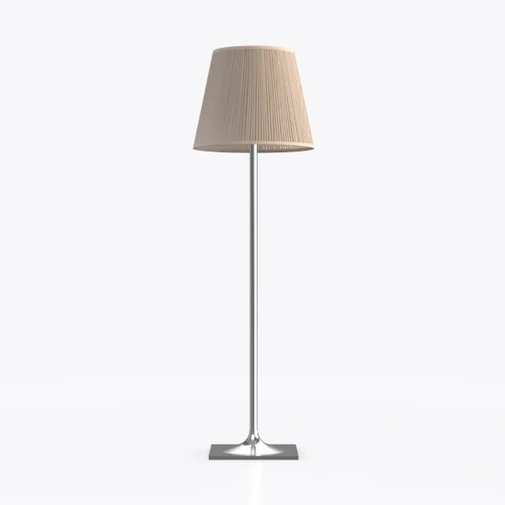 Modern Minimalist Silver Metal Fabric Shade Floor Lamp 3D Model