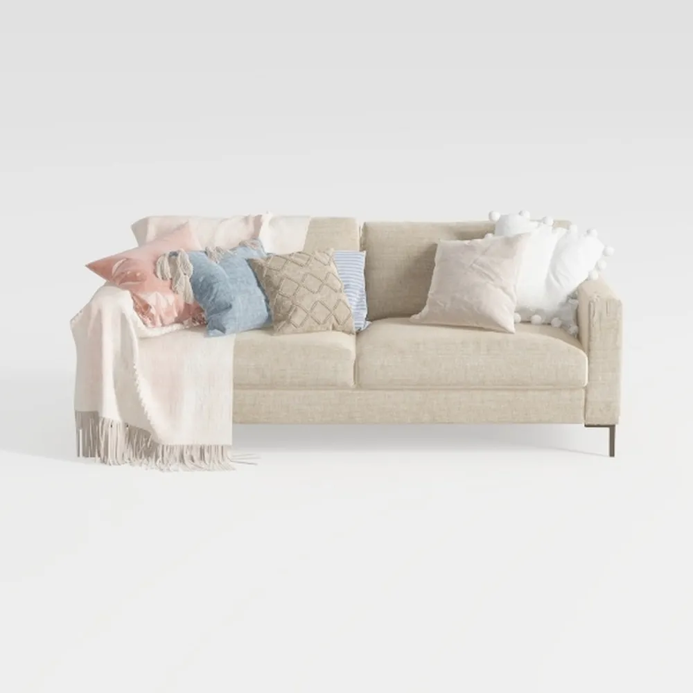 2PCS Sectional Couch Set, 3 Seat Sofa and Chair Se