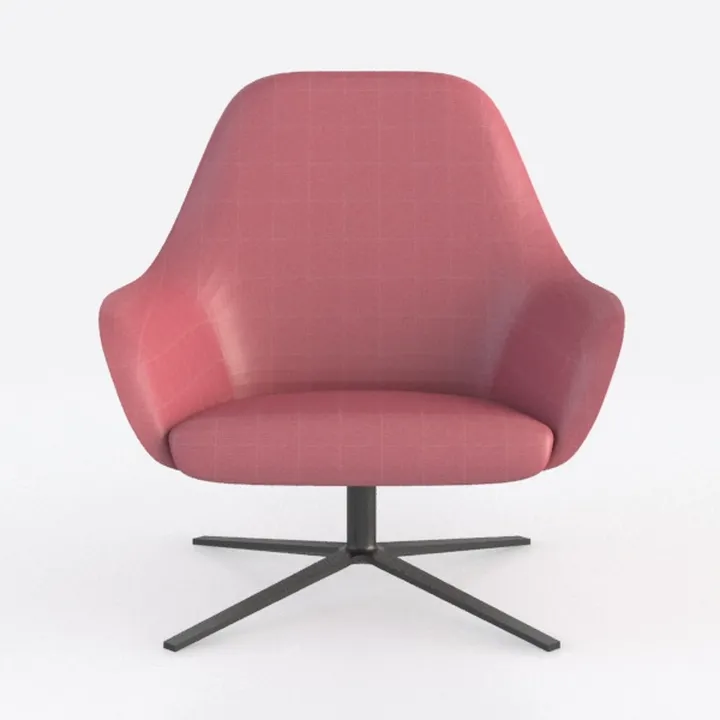Modern Pink Fabric Swivel Armchair 3D Model