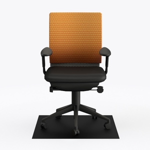 Fabric Metal Office Chair With Orange Upholstered Backrest 3D Model
