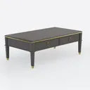 Modern Dark Wood Gold Accent Two Drawer Coffee Table 3D Model Right 45 Degree View