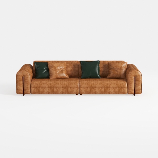 Poly & Bark Canale Leather Couch - 86 Inch Sofa