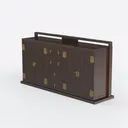 Vintage Solid Wood Brass Hardware Sideboard Cabinet 3D Model Left 45 Degree View
