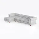Chesterfield Linen Tufted Sectional Sofa 3D Model Left 45 Degree View