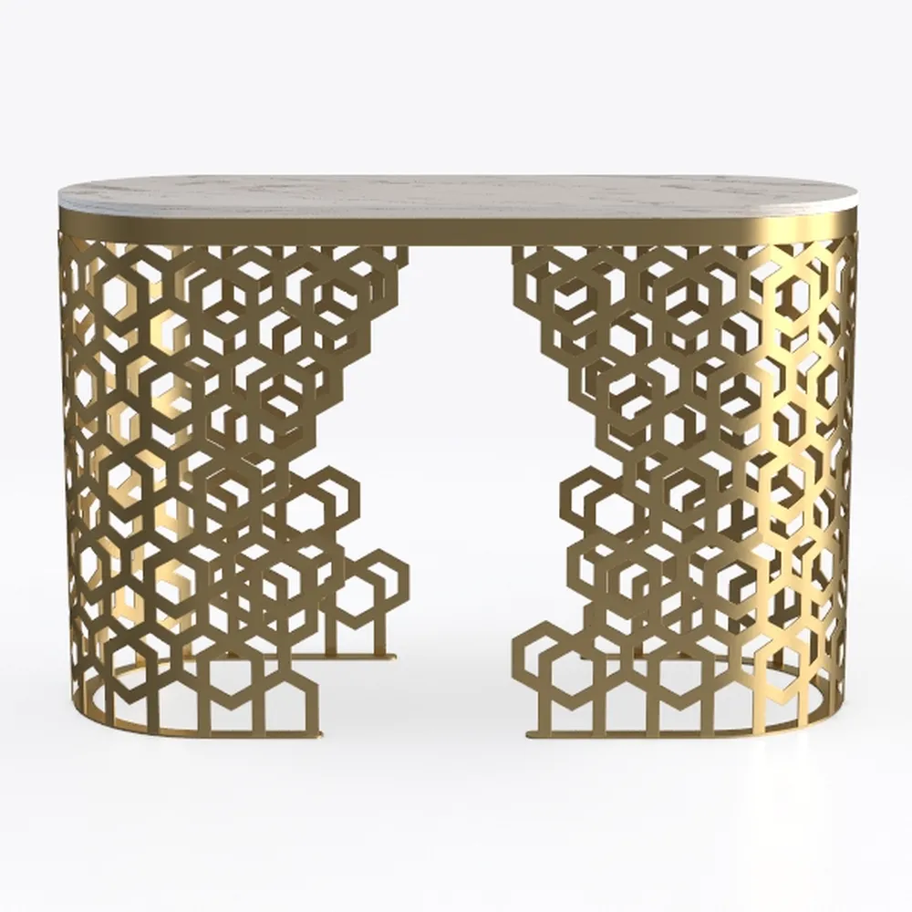 47.2 in. Gold Oval MDF Coffee Table for Living Roo