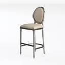 Classic Linen Upholstered Metal Frame Bar Stool 3D Model Left 45 Degree View