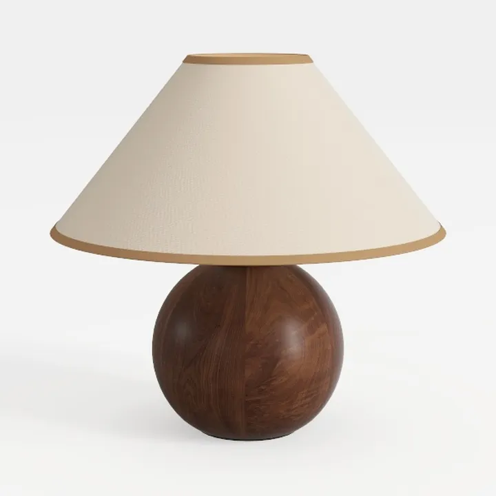 Minimalist Walnut Fabric Table Lamp 3D Model