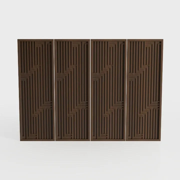 Modern Dark Solid Wood Geometric Room Divider 3D Model