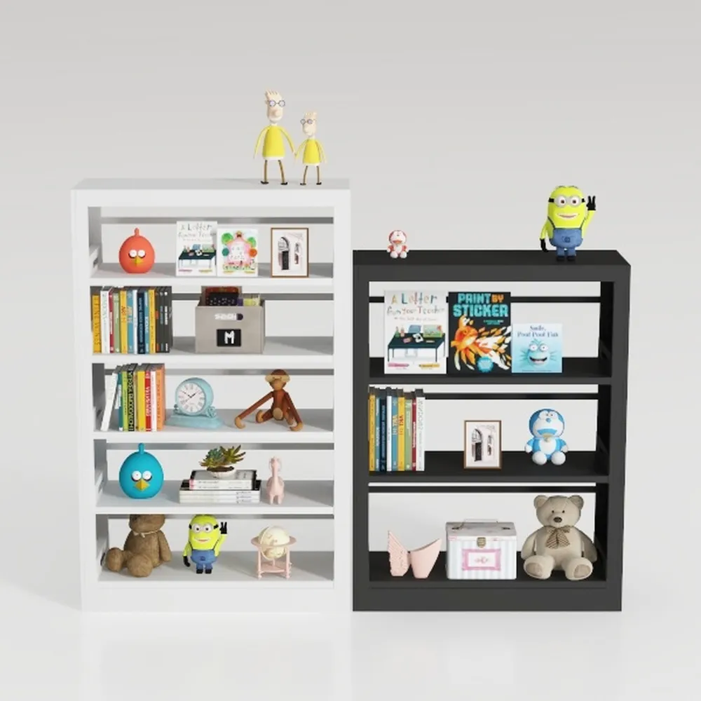 4 Tier Kids Bookshelf Wooden, Five Layer Sling