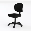 Minimalist Black Fabric Office Task Chair 3D Model Left 45 Degree View