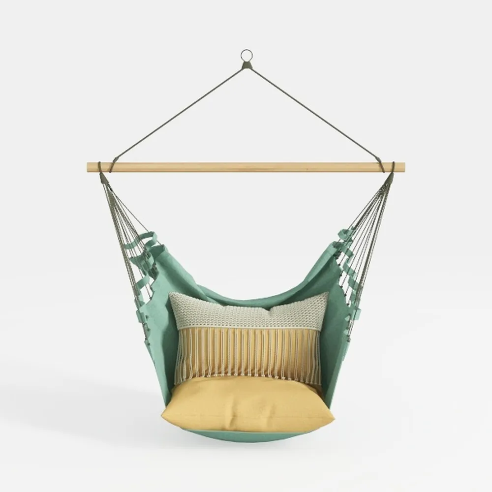 Hanging Rope Porch Swing with Steel Spreader Bar a