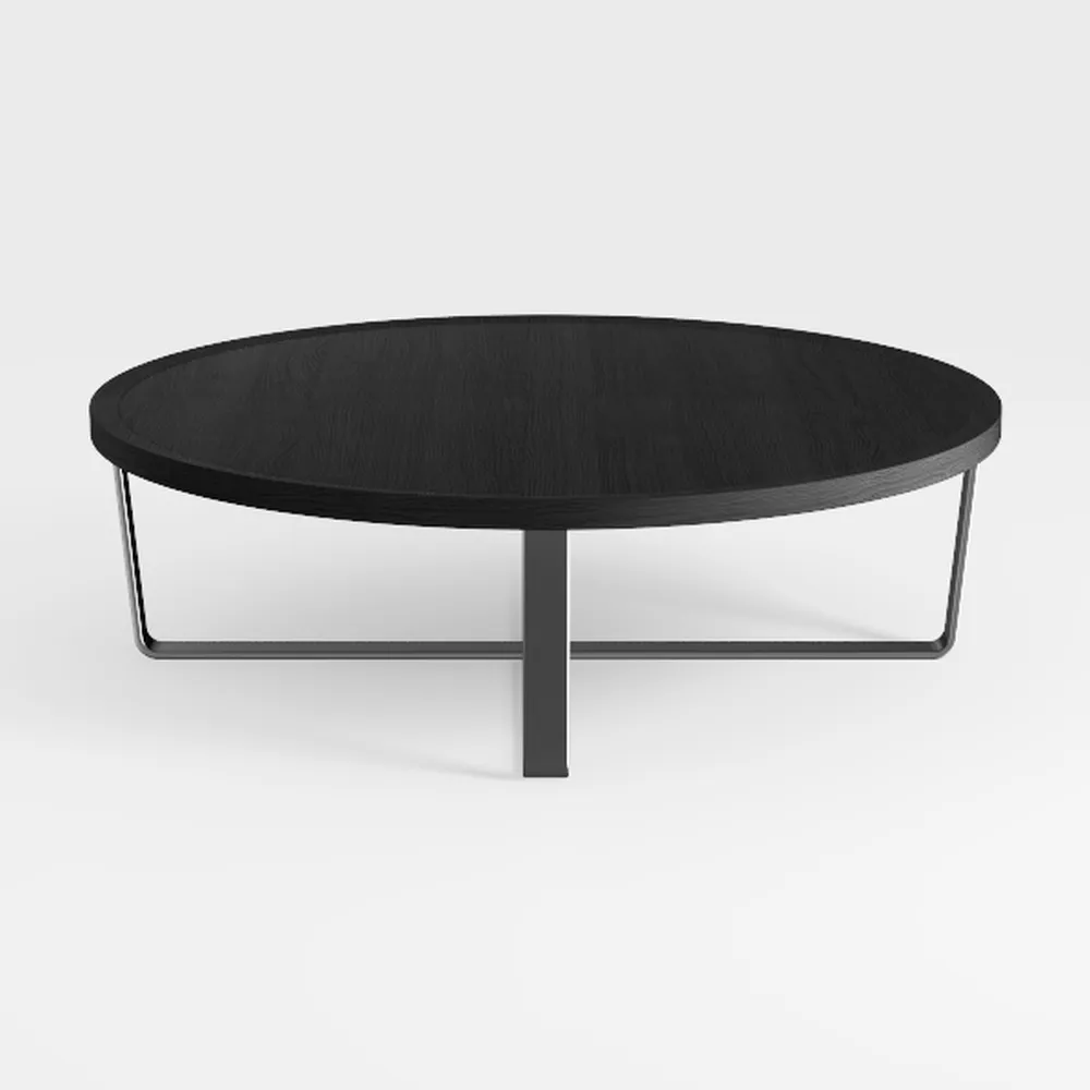 SAYGOER Black Glass Coffee Table Small Round
