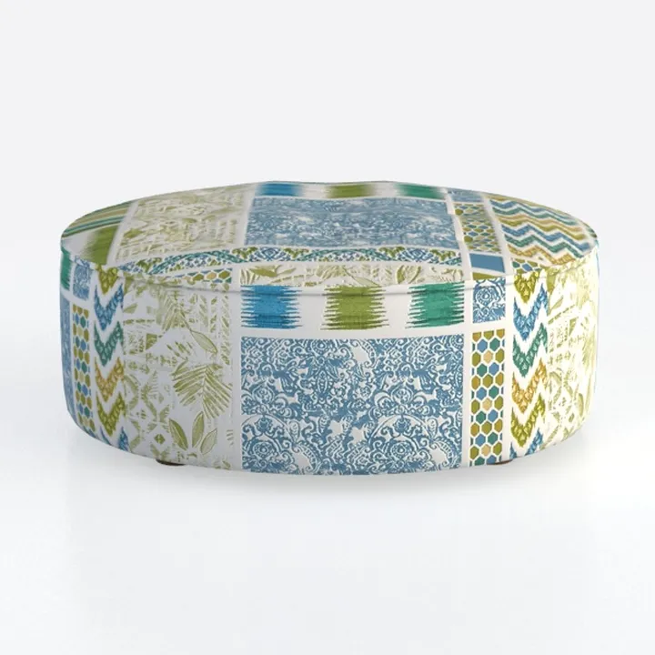 Paisley Multi 21 x 9 in. Outdoor Round Ottoman Cus