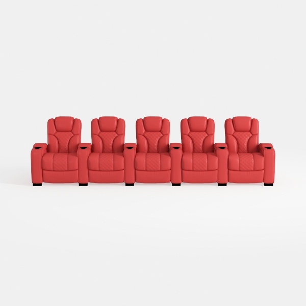 Chic Top Grain Leather Home Theater Seating Power