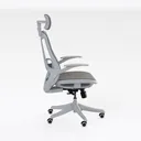 Minimalist White Fabric Ergonomic Office Chair 3D Model Right 45 Degree View