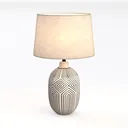 Bohemian Ceramic Table Lamp With Geometric Pattern Linen Shade 3D Model Left 45 Degree View