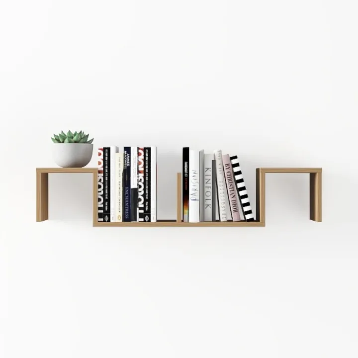 Minimalist Solid Wood Wall Mounted Bookshelf Storage 3D Model