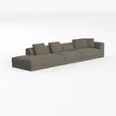 Minimalist Fabric Extra Large Sectional Sofa 3D Model Left 45 Degree View