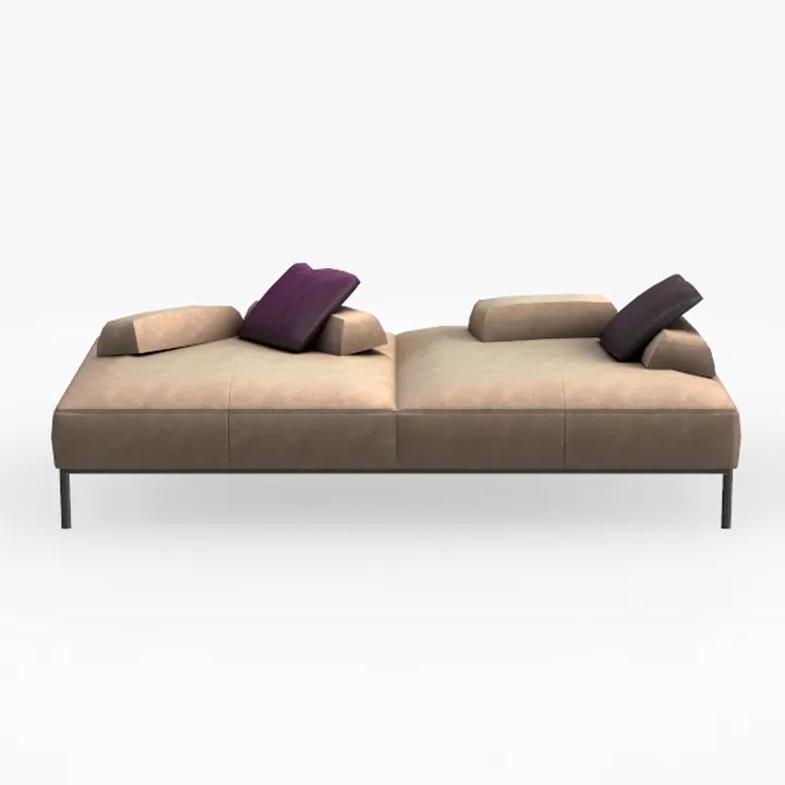 Modern Minimalist Fabric 2 Seat Sofa With Decorative Throw Pillows 3D Model