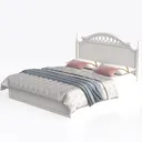 Modern Minimalist White Solid Wood King Bed 3D Model Left 45 Degree View