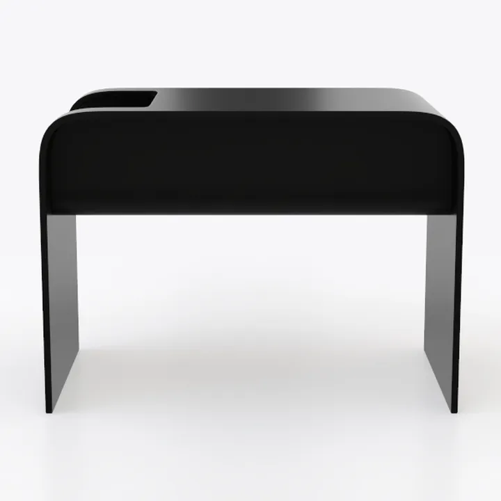 Minimalist Black Solid Wood Side Table With Cutout Slot 3D Model