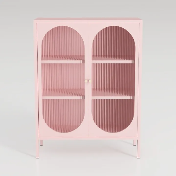 Small 2 Transparent Door Metal Storage Side Buffet