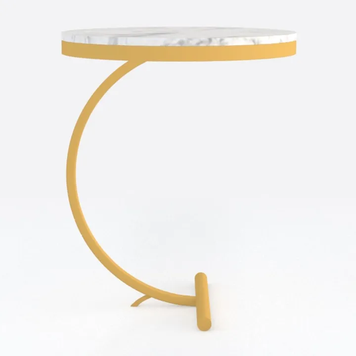 Kerlin 19.68 in. W White and Gold Round Faux Marbl