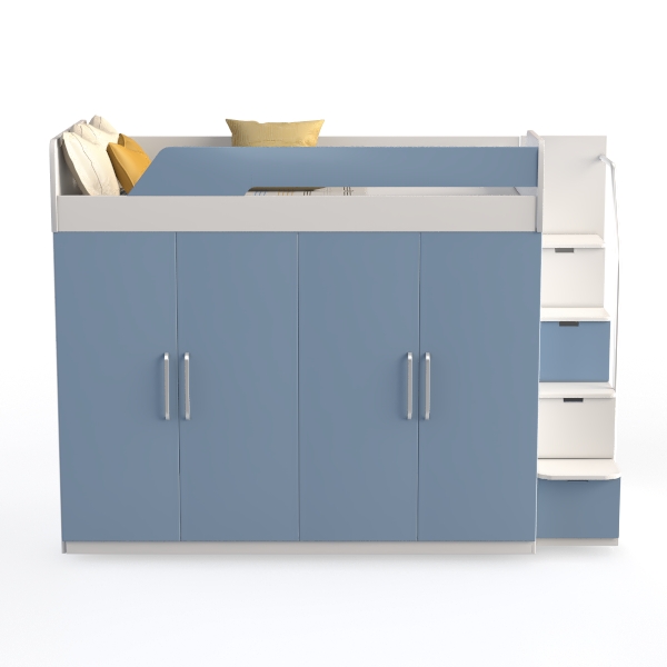 Gray Full Size Wood Loft Bed with Under-bed Desk, 