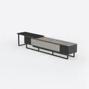 Modern Minimalist Metal Wood Extendable TV Stand Console Table 3D Model Left 45 Degree View