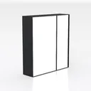 Minimalist Black Framed Double Sliding Window 3D Model Right 45 Degree View