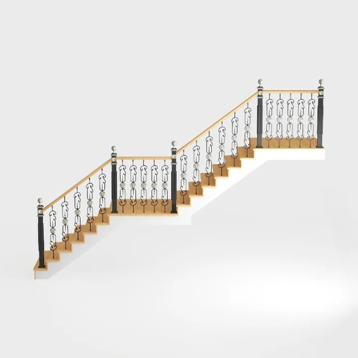 Modern Solid Wood Metal Wrought Iron Decorative Staircase 3D Model