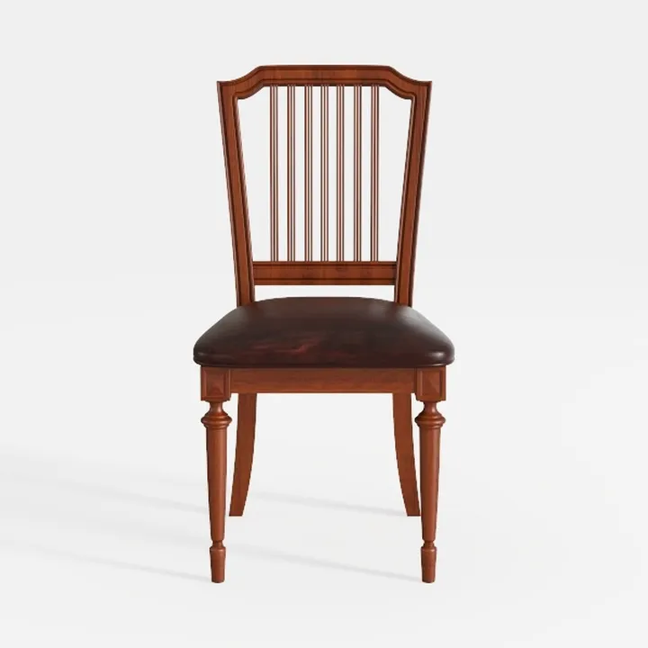 Vintage Solid Wood Dining Chair 3D Model