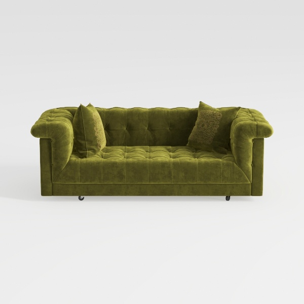 Modern Chesterfield Sofa Couch, 85.5-inch Faux Lea
