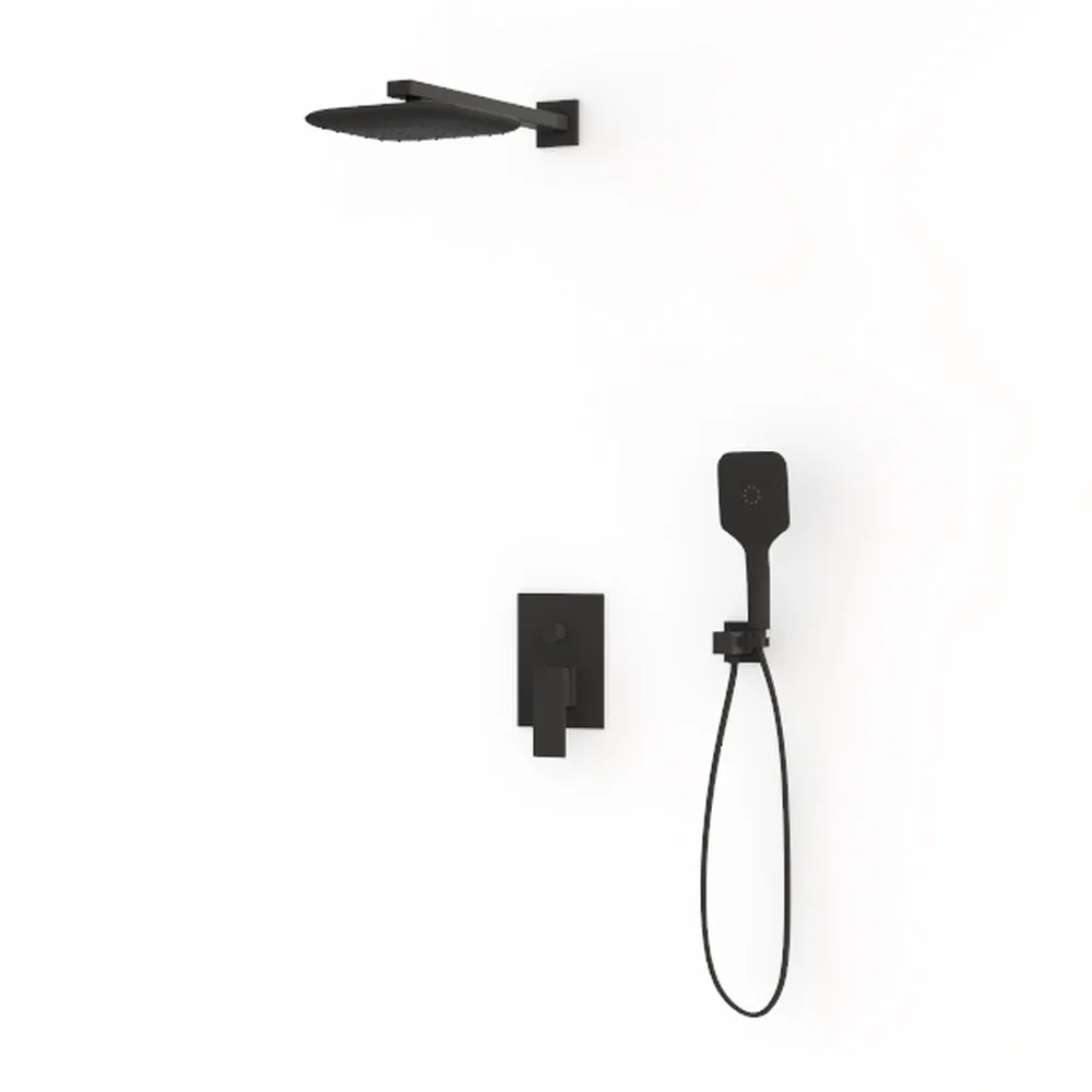 Gabrylly Shower System Black, Wall Mounted Slide