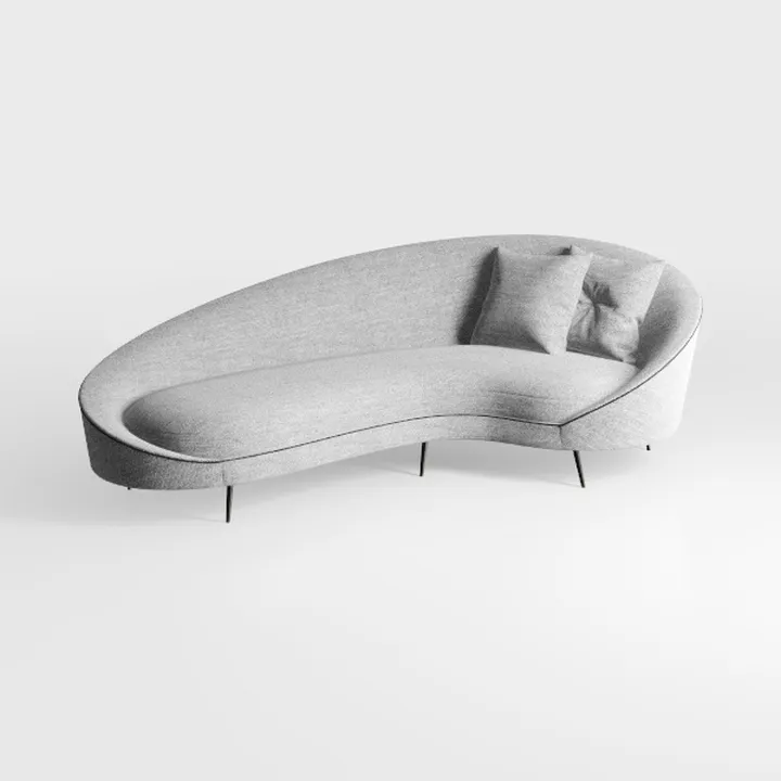 S-Curved Chenille Loveseat Sectional Sofa - Cloud 