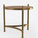 Modern Brass Wood Round Side End Table 3D Model Left 45 Degree View