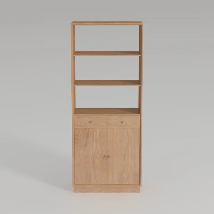 Bookshelf with Drawer and Doors, 71” Rattan
