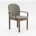 Minimalist Fabric Solid Wood Upholstered Armchair 3D Model Right 45 Degree View