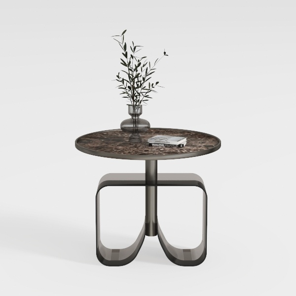 Benjara Tempered Glass Top End Table with O Wooden