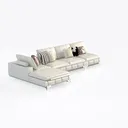 Modern Leather L Shape Sectional Sofa With Decorative Throw Pillows 3D Model Right 45 Degree View