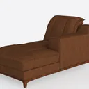 Modern Brown Leather Chaise Lounge with Tufted Seating 3D Model Left 45 Degree View