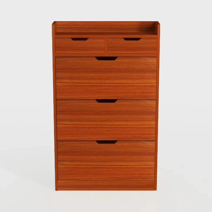 Minimalist Solid Walnut Wood Dresser With Multiple Drawers 3D Model