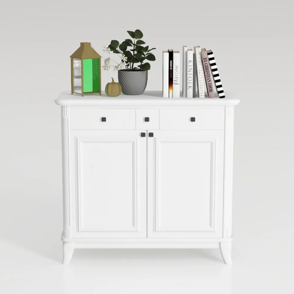 Farmhouse Storage Cabinet with Drawer, White