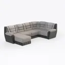 Modern Two Tone Fabric Leather U Shaped Sectional Sofa 3D Model Right 45 Degree View