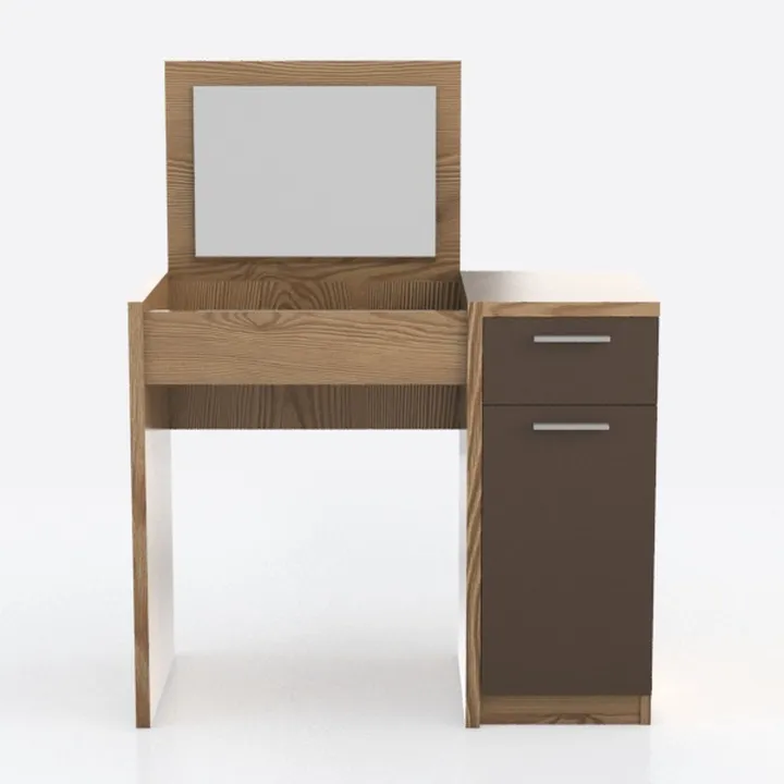 Minimalist Solid Wood Vanity Table with Flip Mirror and Storage Drawers 3D Model