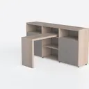 Minimalist Solid Wood Fabric Storage Cabinet 3D Model Left 45 Degree View