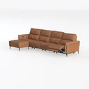 Modern Brown Leather Reclining Sectional Sofa 3D Model Left 45 Degree View
